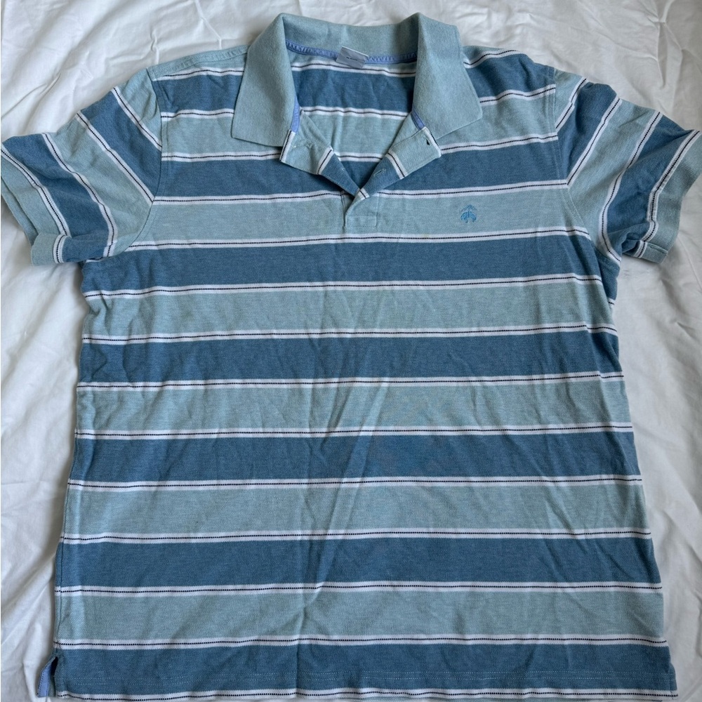 Brooks Brothers Blue and Gray Striped Polo Shirt